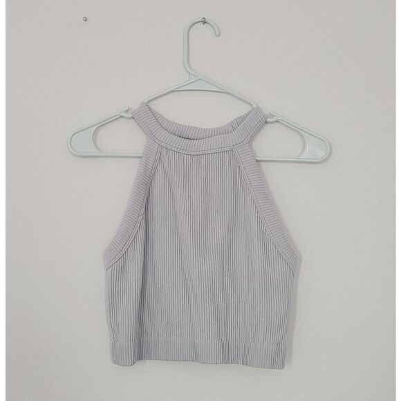 aerie Tops - Aerie High Neck Ribbed Grey Bra Top Size Extra Large